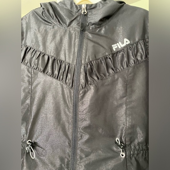 Fila Jacket and coats women’s Designer front zipper pull side black windbreaker - Picture 2 of 7